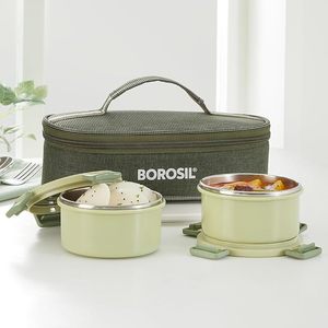 Best Quality Borosil Stainless Steel <b>Lunch</b> <b>Box</b> with Bag and Leak Proof and Dishwasher Safe for <b>School</b> Office and College Use - Product Image 1