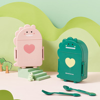 Boîte à lunch en plastique scellée avec couvercle, anti-fuite, pour étudiants et employés de bureau, motif dinosaure de dessin animé, durable, vente en gros