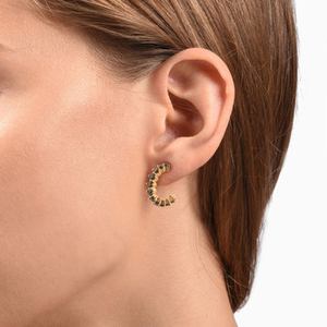 Boucles d'oreilles créatives et polyvalentes ROXI, style simple en forme de C, en argent sterling S925, avec zircon coloré - Product Image 3