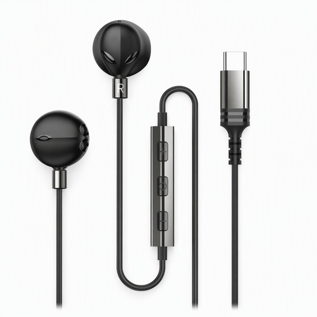 USB Type-C Earphones Metal Pin Connector 14.2mm Composite Diaphragm Driver Stereo Wired Earbuds for Karaoke Gaming