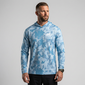 Wholesale Custom UPF50 UV Protection Men's Long Sleeve Fishing Hoodie 100% Polyester Waterproof Windproof Breathable Plus Size