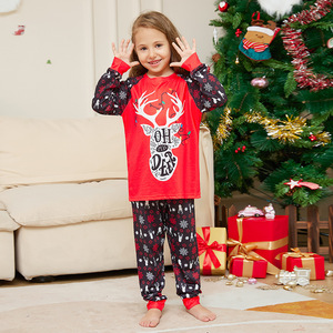 Conjuntos de Pijamas com Estampa de Desenhos Animados PASUXI, Impressão de Letras, Pijamas de Algodão para Crianças, Bebês, Mulheres e Homens, Conjunto de Pijamas de Natal - Product Image 2