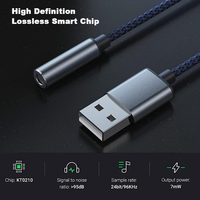 Adaptateur USB vers prise audio 3,5 mm Carte son externe Câble USB-A vers Aux Compatible avec casque PC Haut-parleur Ordinateur portable