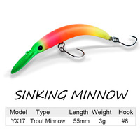 Leurre de pêche artificiel Minnow coulant 3g 55mm pour truite, perche, brochet, brochet noir, pêche au brochet