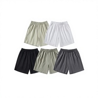 Shorts de sport mi-longs en coton 240g pour hommes, doux, respirants, séchage rapide, taille élastique, couleurs unies, longueur genou, taille 6XL