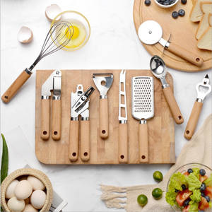 Ensemble d'ustensiles de cuisine avec poignée en bois en acier inoxydable, 9 pièces, gadgets, nouveauté - Product Image 3