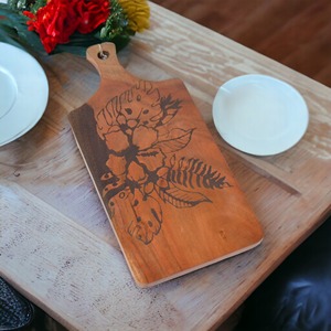 เขียงไม้อะคาเซียสำหรับใช้ในบ้านร้านอาหารห้องครัวเขียงแกะสลักด้วยเลเซอร์ทำมือเขียงเสิร์ฟอาหารผัก - Product Image 5