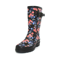 Bottes de pluie en caoutchouc naturel pour femmes, écologiques, imprimé floral, imperméables, mi-mollet, vente en gros d'usine, vente en vrac