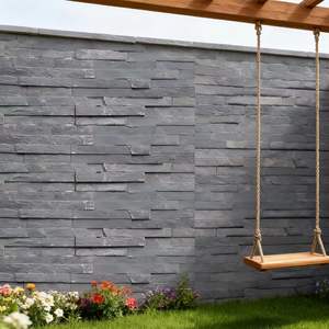 Moderner Stil Natürliche Schwarze Außenwandverkleidung Rustikale Schieferplatte Gespaltene Oberfläche Säurebeständige Kulturverblendung - Product Image 6