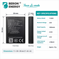 Baterai Pengganti 3.8V 1800mAh Lithium Ion Isi Ulang untuk Kamera Digital Perangkat Fotografi OEM ODM