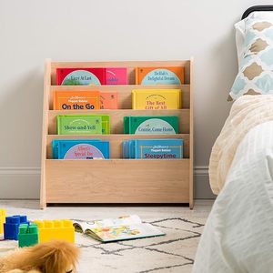 Présentoir de livres en bois à 4 niveaux Étagère de rangement Étagère pour enfants Petite bibliothèque Porte-revues pour bibliothèque - Product Image 1