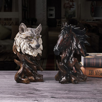 Statue en résine de tigre, cheval et aigle de 10,8 pouces, sculpture en bois, figurine d'animal de collection, cadeau, décoration de bureau à domicile