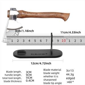 Mini hacha decorativa DIY para exteriores, con mango de madera, hoja doble de acero inoxidable, filo de corte de 3 cm, martillo de campo para montañismo - Product Image 6