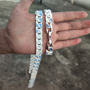 <span class=keywords><strong>Collana</strong></span> cubana per uomo Hip Hop con catena cubana in acciaio inossidabile blu <span class=keywords><strong>cielo</strong></span> bianco - Product Image 6