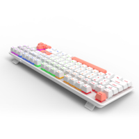 Keyboard Mekanis Mini Optik HotSwap JK87 TKL Desain Esports, Tombol Merah, RGB Dapat Disesuaikan, Diprogram, dan Anti-Ghosting