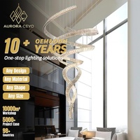 Lustre LED moderne en acier inoxydable pour hôtel, villa, restaurant, décoration intérieure de luxe, grand luminaire suspendu pour longues escaliers
