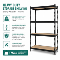 Étagère de rangement en acier réglable à 5 niveaux de haute qualité, sans boulons, en panneaux de particules, pour garage et entrepôt, avec rivets