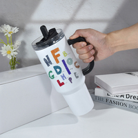 Kustom hadiah perjalanan 40oz dinding ganda baja tahan karat terisolasi vakum 40oz anti bocor cangkir kopi Tumbler perjalanan dengan tutup sedotan