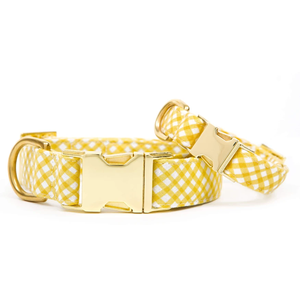 Kerah Anjing Gingham Terlaris 2020, Kerah Anjing Lembut dengan Gesper Logam Emas dan Tali Yang Serasi - Product Image 1