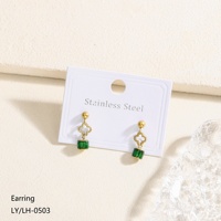 Perhiasan Wanita Mewah Ringan Vintage Personalisasi Chic Bergaya Lapis Emas 18K Baja Tahan Karat Anting Zirkon Bentuk Bunga