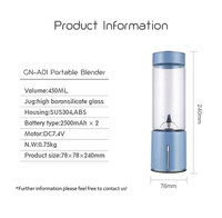 Blender portable rechargeable USB, mini mixeur sans fil en acier inoxydable pour jus de fruits et smoothies, idéal pour les voyages et la maison