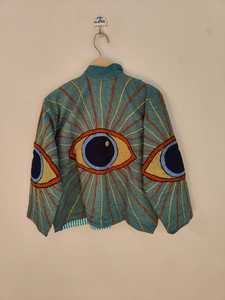 Chaqueta Suzani Bordada con Ojo Místico, Abrigo Boho de Lujo Hecho a Mano, Prenda Exterior con un Diseño Artístico Audaz, Regalo para Ella, Chaqueta Suzani de Algodón - Product Image 6