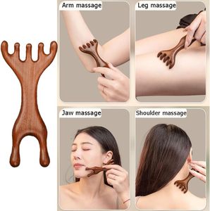 Outil Gua Sha en bois naturel antistatique électrique pour lifting du <span class=keywords><strong>visage</strong></span>, massage des yeux, grattoir musculaire des méridiens, ensemble avec logo personnalisé, cadeau - Product Image 3
