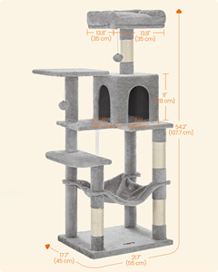 <span class=keywords><strong>Feandrea</strong></span> Arbre à chat gris clair de 54,2 pouces avec hamac, condo multi-niveaux en peluche, 4 poteaux à gratter et 2 perchoirs - Product Image 2