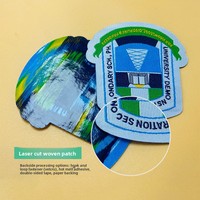 Écussons tissés ethniques en polyester les plus vendus, badges de compétition, brassards de vêtements avec bords surjetés pour l'appliqué