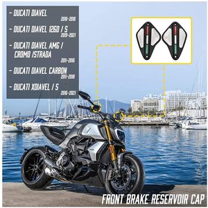 Cubierta de depósito de líquido de embrague de freno delantero para motocicleta, accesorios para <span class=keywords><strong>Ducati</strong></span> <span class=keywords><strong>Diavel</strong></span> 1260 <span class=keywords><strong>S</strong></span> AMG Carbon Cromo Strada <span class=keywords><strong>Xdiavel</strong></span>, XXUN - Product Image 5
