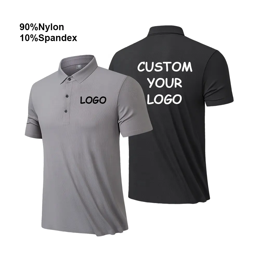 Vente en gros, vente en gros, côtelé de haute qualité, 90% Nylon, 10% Spandex, Polo de loisirs, t-shirts blancs personnalisés pour hommes