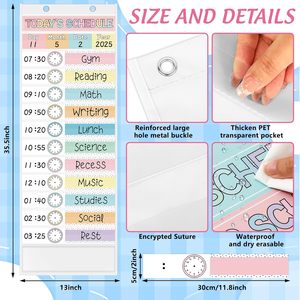 Tabla de horarios diarios de bolsillo de 13 x 35.5 pulgadas, tablero visual colorido con 24 tarjetas para la gestión del tiempo - Product Image 2