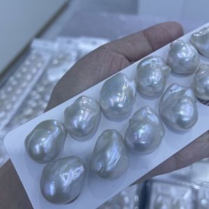 ต่างหูไข่มุกน้ำจืดสไตล์บาร็อคสีขาวธรรมชาติขนาด14-15มม. ทันสมัยสำหรับทำเครื่องประดับต่างหูแบบทำมือมีให้เลือกเป็นคู่ - Product Image 2