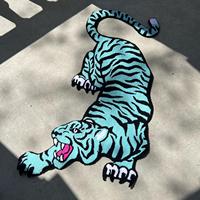 Tapis en forme de tigre de taille personnalisée pour le salon, tapis en laine verte pour adulte imprimé animaux fantaisie pour couloir chambre ou porte décor