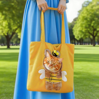 Sacs à bandoulière en toile de coton de style classique pour chat et chien, grande capacité 12 oz, avec bouton-pression pour petits animaux, pour les sorties