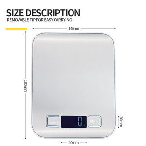 Balance de cuisine numérique 10/5kg-1g avec écran LED, panneau en acier inoxydable, balances électroniques pour la maison, la nourriture, les collations, la pesée, les outils de pâtisserie - Product Image 5