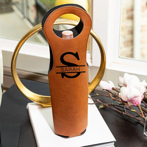 Bolsa de vino retro de cuero PU transfronteriza, bolsa de almacenamiento para una sola botella de vino tinto, bolsa para licor grabada con láser, regalo. - Product Image 1