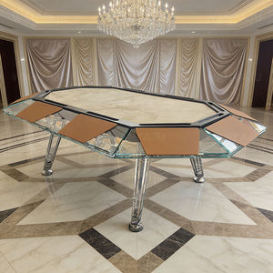 Jeu de cartes et de plateaux de jeu multijoueur, table de poker en verre pour 8 ou 10 personnes, table de poker ronde en verre trempé moderne et luxueuse sur mesure - Product Image 1