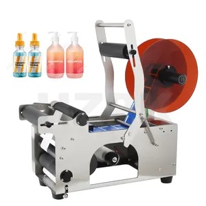 HZPK MT-50S Stainless Steel Semi Auto Round Bottle Jar Label Labelling Machine For Small Business