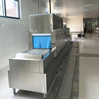 Équipement de cuisine pour restaurant, lave-vaisselle pour hôtel, acier inoxydable 304, lave-vaisselle automatique à convoyeur haute capacité, séchage à l'air chaud