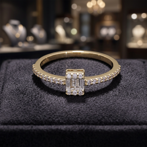 แหวนหมั้นผู้หญิงทองคำขาว 14K ชุบโรเดียม ประดับเพชรธรรมชาติทรงบริลเลียนต์ ดีไซน์แบบวงแหวนล้อมเพชร สำหรับงานแต่งงาน - Product Image 1