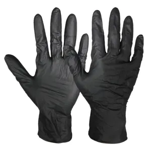 PRI便宜CE认证9英寸长袖套检查黑色nitirle光滑粉末免费一次性手套