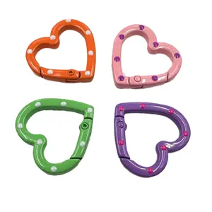 New Style Colorful Heart Shape Spring Ring DIY Handmade Jewelry Keychain/Carabiner Promotional Keychains Carabiners
