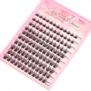 Pestañas Postizas de Racimo Natural <span class=keywords><strong>Isabella</strong></span> Hechas a Mano en China, 10 Filas, 0.07mm, Bandeja Rosa, Etiqueta Privada, Precortadas, DIY - Product Image 1