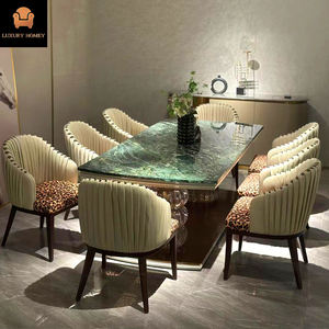 Ensemble de salle à manger en marbre <span class=keywords><strong>Palladium</strong></span> Smeraldo Fusion luxueux et confortable, moderne, poli, durable, 7/8 pièces, meubles de maison - Product Image 1