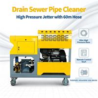 Équipement de nettoyage des eaux usées, entraînement par moteur à essence et tuyau haute pression de 60 m, adapté au dragage des drains industriels