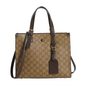 Luxus Design benutzer definierte Marke PU Leder Einkaufstasche dekorative Glamour Mode Alphabet bedruckte Handtasche für Frauen