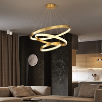 Lustre LED sur mesure du fabricant, éclairage mural, cercle doré en acrylique, lustre LED moderne, luminaire suspendu