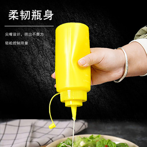 <b>Squeeze</b> <b>Bottle</b> Food Grade Plastic With Pointed Nozzle For Liquid Seasoning Condiment Storage 500Ml Cylinder Shape - Product Image 4
