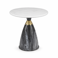 Table basse moderne en pierre avec collier en fer doré et piétement aspect pierre, mobilier de salon pour la maison et l'hôtellerie